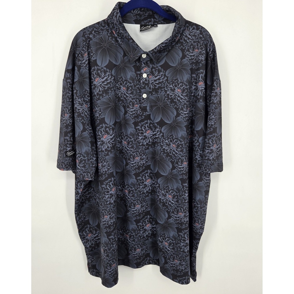 Sunday Swagger Polo Shirt Men's 4XL Performance Golf Gray Floral AOP Wicking